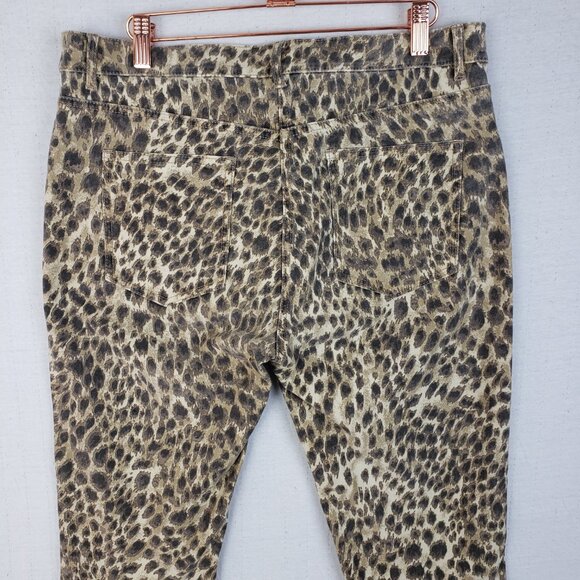 J. McLaughlin Baxter Jeans Cheetah Leopard Skinny Stretch Zipper Pants Size 12 - Picture 11 of 13